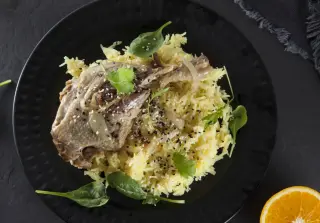 Апельсиновый рис с уткой конфи