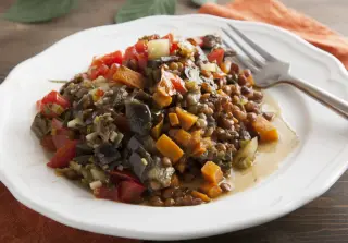 Баклажановая икра с чечевицей