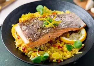 Форель с рисом бириани