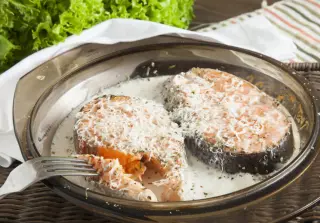 Форель, запеченная в сливках