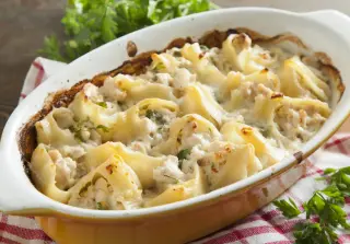 Лумаконе с куриным фаршем и грибами