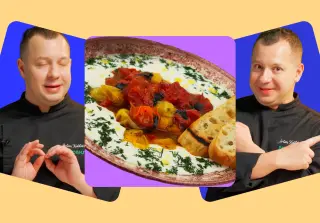 Лёгкая томатная закуска с сыром сиртаки