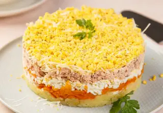 Мимоза с копчёной рыбой