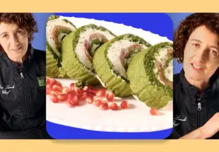 Рулет из шпината с форелью и сливочным сыром