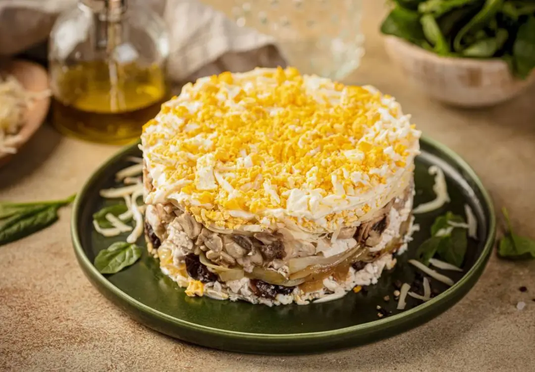 Салат с курицей, черносливом и грецкими орехами