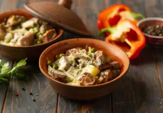 Свинина с картошкой в горшочке