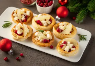 Волованы с козьим сыром и брусникой
