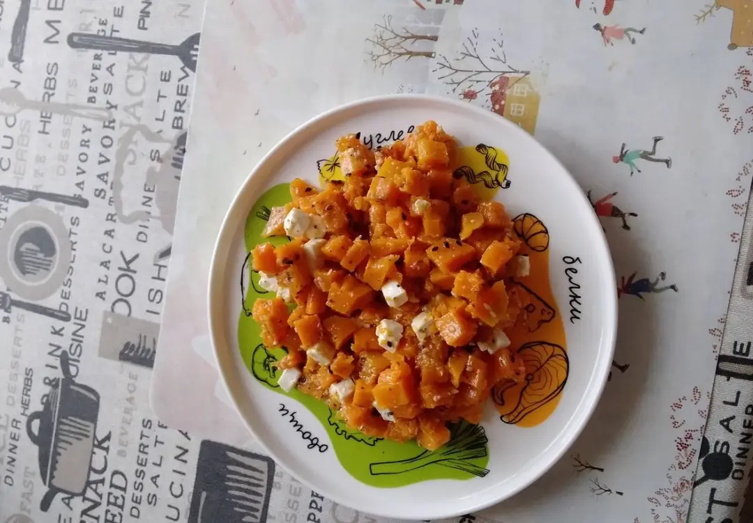 Запечённая тыква с сыром фета
