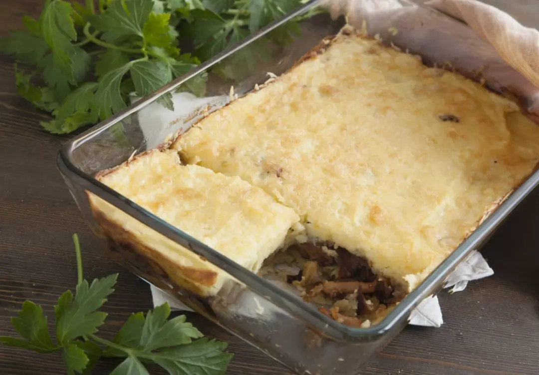 Запеканка с лисичками и баклажанами